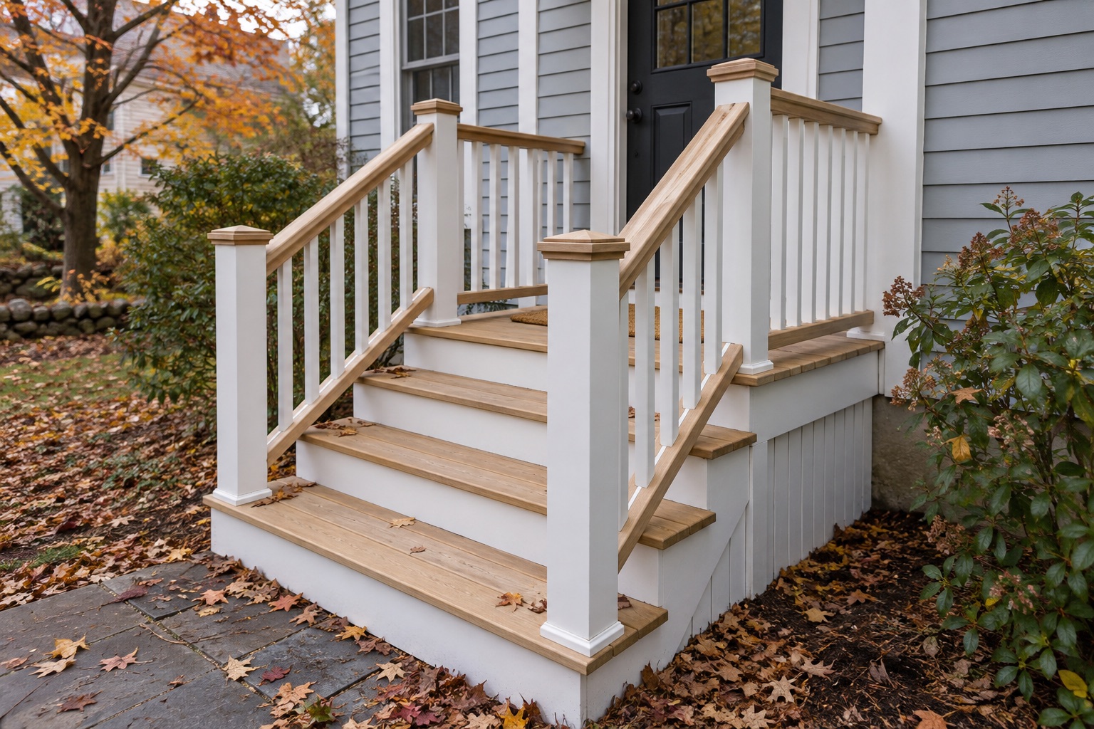 Clean entry steps in autumn
